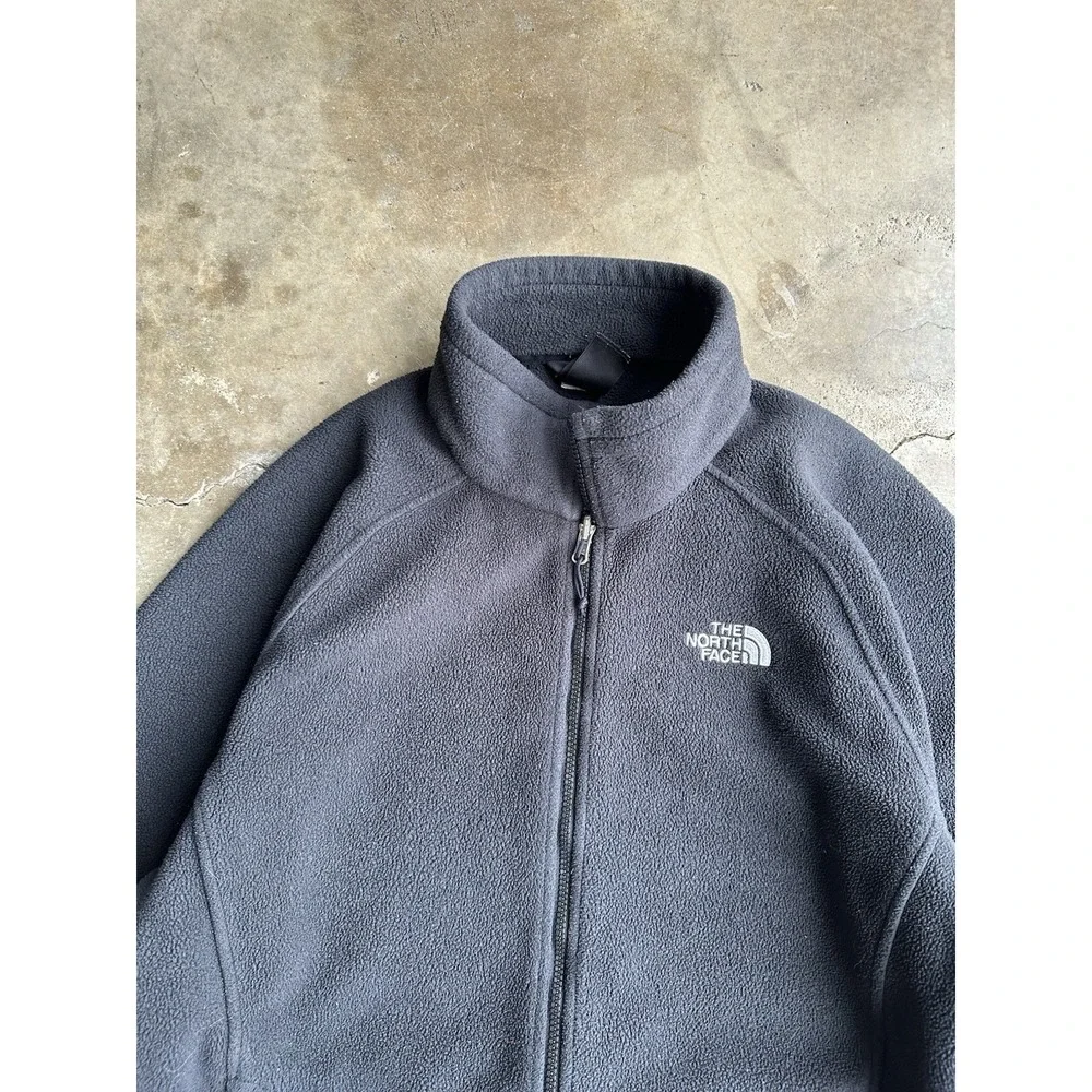 The North Face Mens Sz L Gray Full Zip Fleece Jacket Zip Pockets Warm Softshell